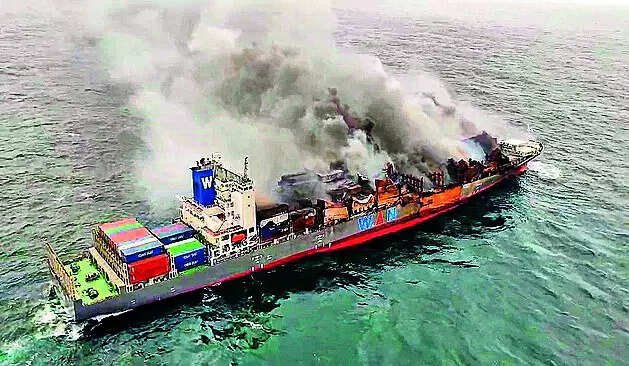 Ship fire: ICG, Navy and IAF execute high-risk operation; tow burning Singaporean ship away from coast