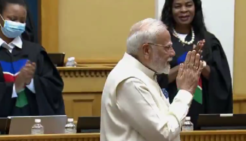 ‘Modi, Modi’ chants in Namibian parliament: PM receives standing ovation; promises stronger future ties in his address